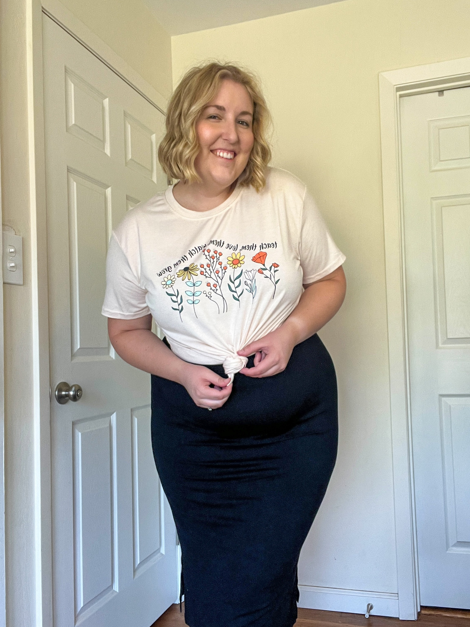 The cutest teacher tee with the softest knit skirt! Perfect fall outfit for the classroom! 

#LTKworkwear #LTKplussize #LTKmidsize