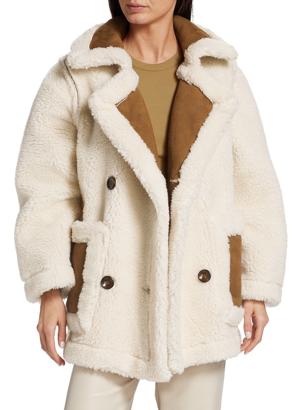 Quincy Sherpa Double-Breasted Coat | Saks Fifth Avenue