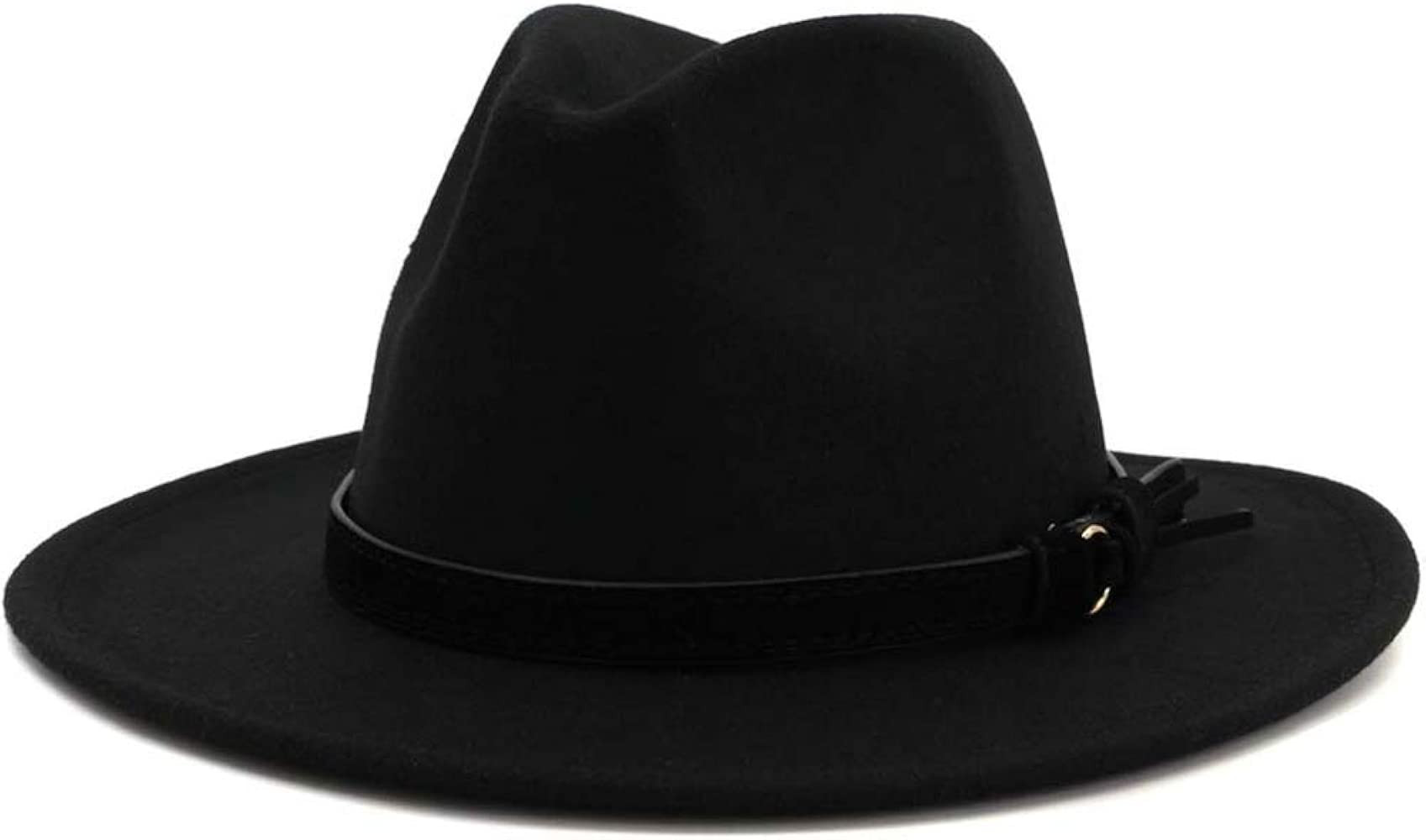 Men & Women Vintage Wide Brim Fedora Hat with Belt Buckle | Amazon (US)