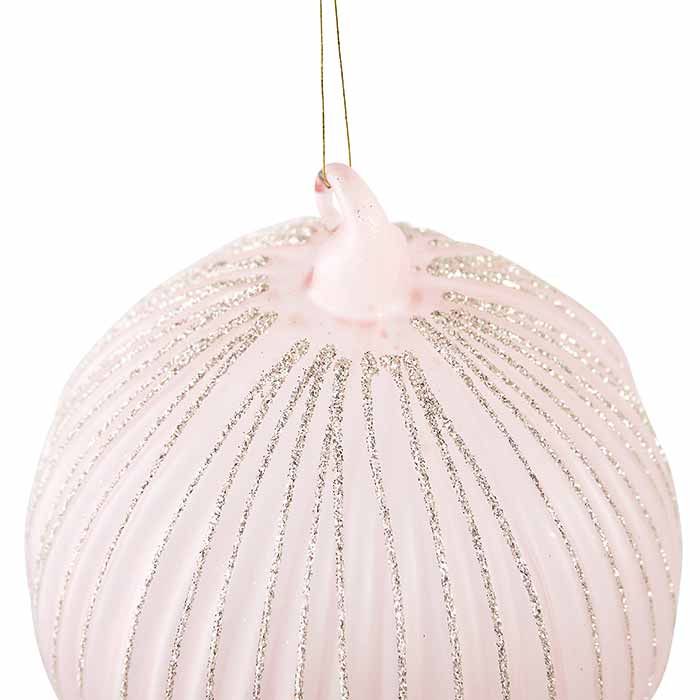 Pink & Gold Glitter Striped Glass Ball Ornament | Caitlin Wilson Design