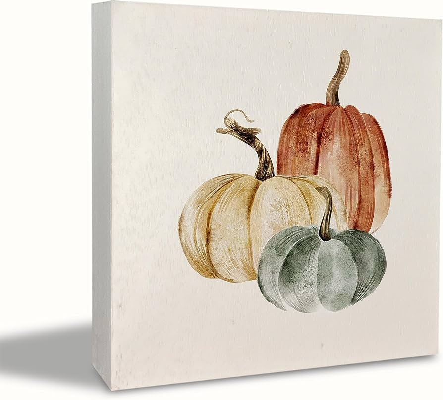 KEUSPI Fall Pumpkin Desk Decor,Farmhouse Pumpkin Fall Harvest Wood Sign Plaque,Fall Signs,Boho Fa... | Amazon (US)