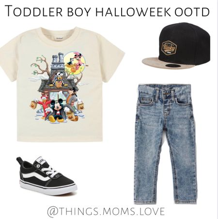 Toddler boy halloweek OOTD featuring the BEST toddler boy jeans! I’ve tried a ton and these are by far my favorite. I love how soft they are, the distressed wash and they fit great! They are 30% off today, too! The Mickey Mouse Halloween shirt is still 50% off ! 

#LTKHalloween #LTKkids
