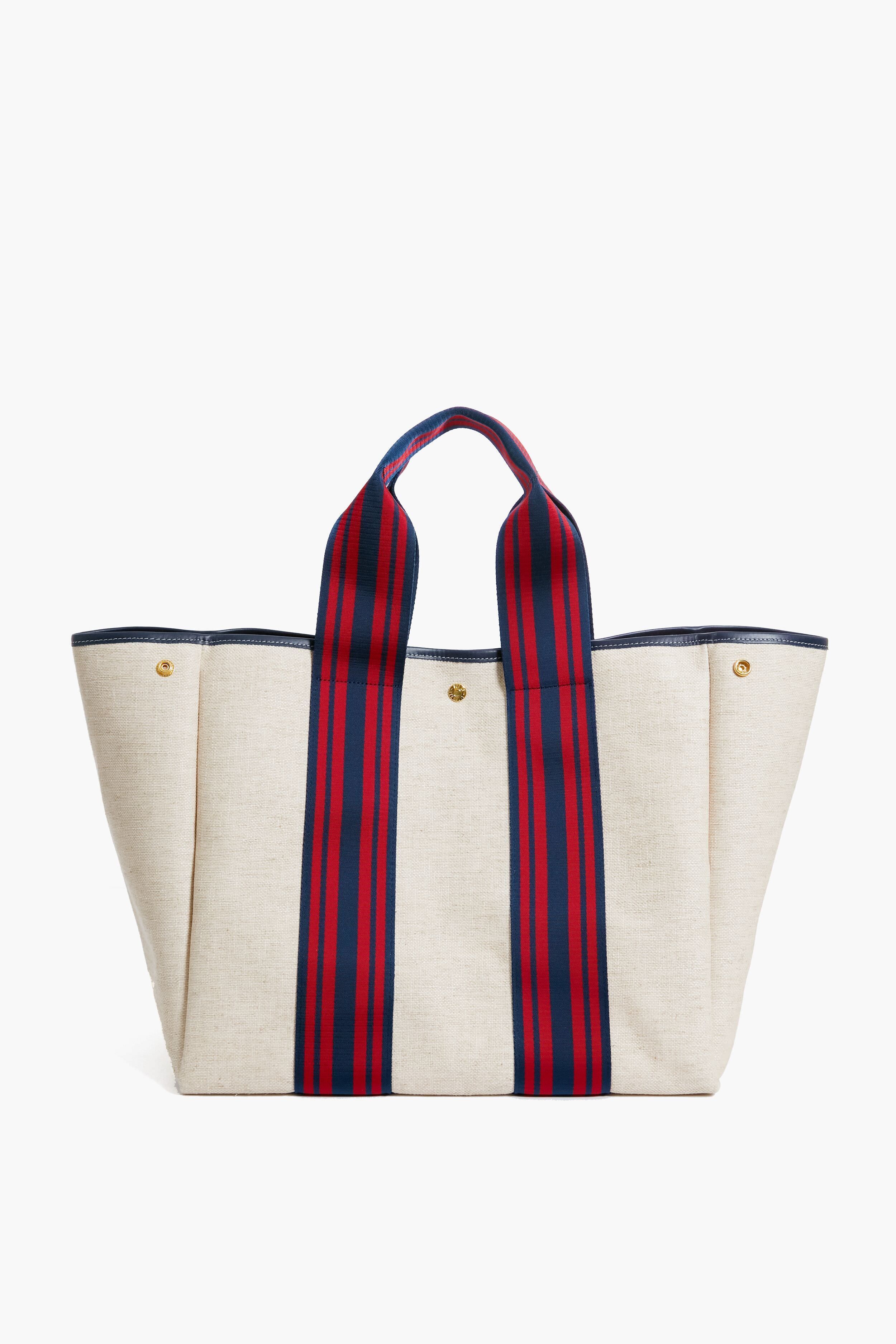 Navy and Red Equestrian Traversee L Linen Tote | Tuckernuck (US)