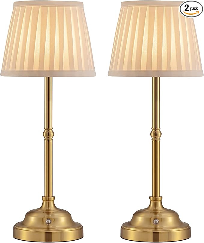 KDG Cordless LED Table Lamp Set of 2, Portables Fabric Shade Desk Lamps, 5000mAh Rechargeable Bat... | Amazon (US)