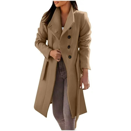 Swiusd Winter Coat For Women Womens Trench Coat Womens Autumn And Lapel Woolen Cloth Coat Jacket Lon | Walmart (US)