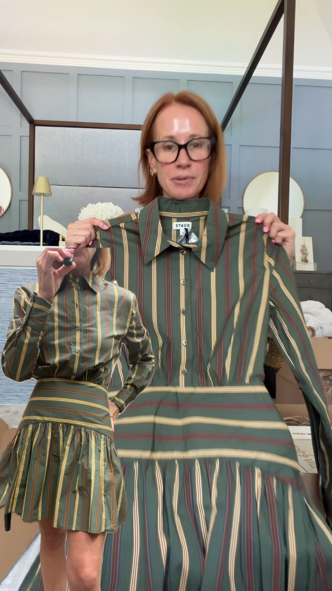 The Staud striped shirt dress from the Nordstrom Anniversary Sale is one of those fitting room finds that stops you completely and this olive green and gold multicolor stripe collared button front dress with a drop waist ruffle mini skirt is exactly that. The vertical stripe print in deep olive, gold, rust and cream tones gives it such a rich, elevated fall color palette that works for everything from a fall brunch outfit to a holiday party look, and the structured collared top with the flouncy mini skirt bottom makes it a genuinely unique women’s fall dress you won’t see everywhere. Staud at N Sale pricing is always a move fast situation and this one is a standout fall fashion find worth grabbing before it sells out.

#LTKootd #LTKSaleAlert #LTKPetite