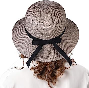 Women Wide Brim Sun Hat Summer Beach Cap UPF50 UV Packable Straw Hat for Travel | Amazon (US)
