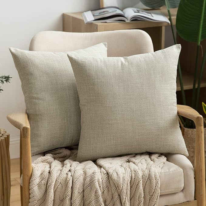 MIULEE Pack of 2 Decorative Throw Pillow Covers Linen Burlap Square Solid Farmhouse Modern Concis... | Amazon (US)