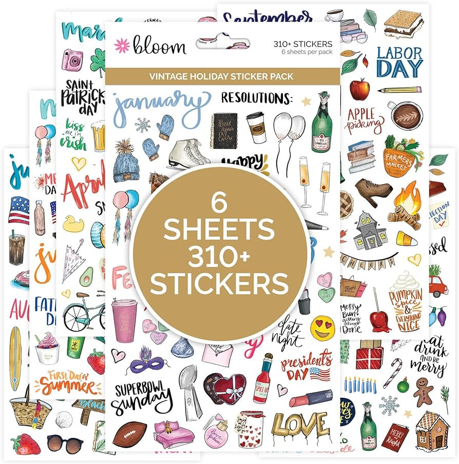 bloom daily planners Hojas de calcomanías para planificador de temporada navideña, paquete de c... | Amazon (US)