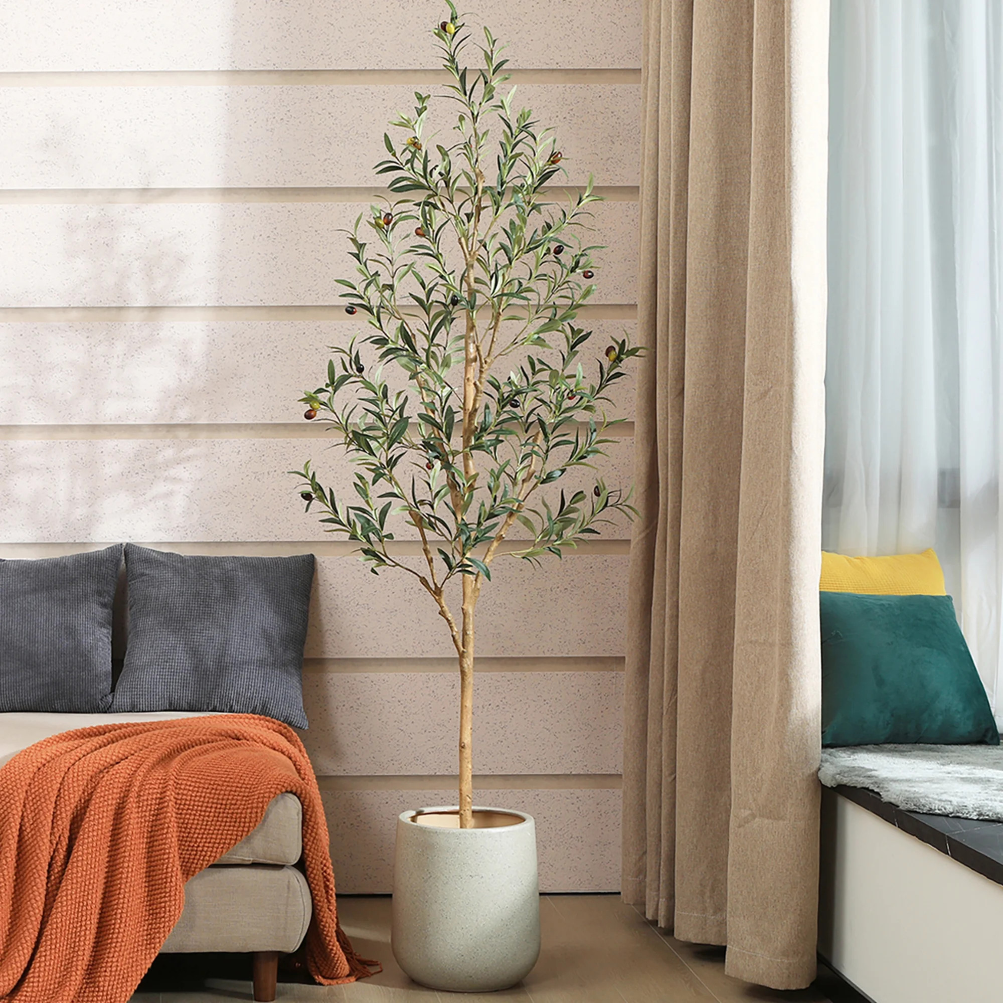 DR.Planzen 6ft Artificial Olive Tree Indoor, Tall Faux Olive Tree, Artificial Plants with Natural... | Walmart (US)