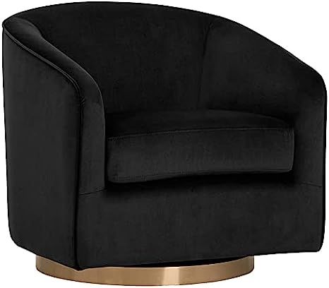 MAKLAINE 19" Modern Fabric Swivel Lounge Chair in Black Sky | Amazon (US)