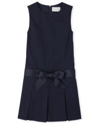 Girls Uniform Sleeveless Ribbon Belted Woven Jumper | The Children's Place  - TIDAL | The Children's Place