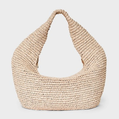 Straw Crescent XL Tote Handbag - Universal Thread™ Natural | Target