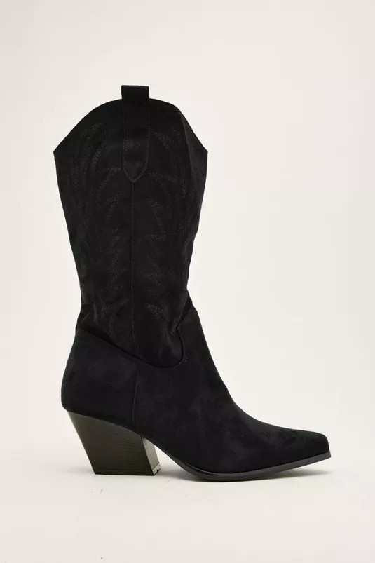 Faux Suede Embroidered Cowboy Boots | Nasty Gal (US)