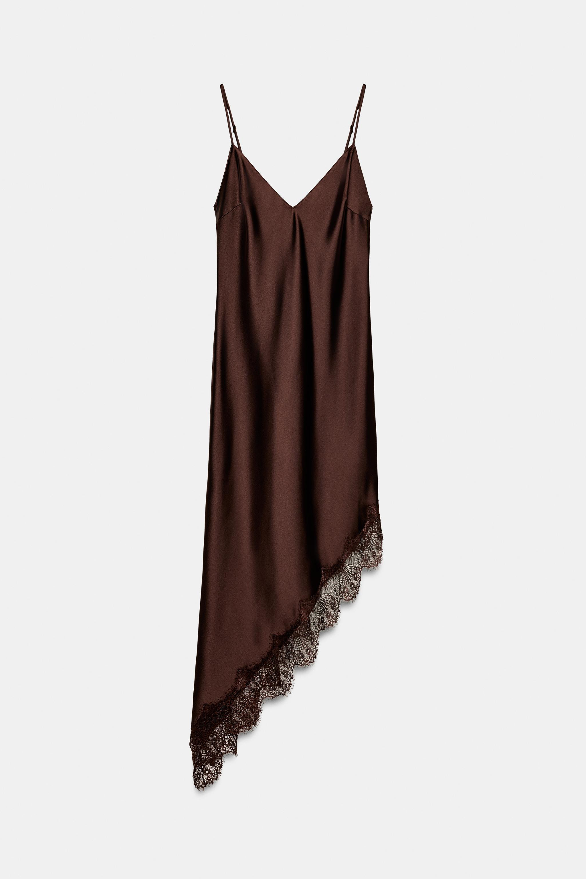 SATIN EFFECT LACE DRESS | Zara US