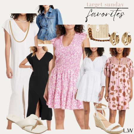 Some really great items this week! Love the T-shirt midi dress and the floral smocked dress…. I would get tts! 