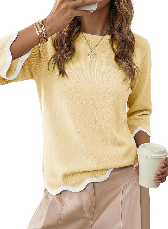 Dokotoo Women's Sweaters Crewneck 3/4 Sleeve Casual Knit Pullover Tops 2026 | Summer Autumn Knit ... | Amazon (US)