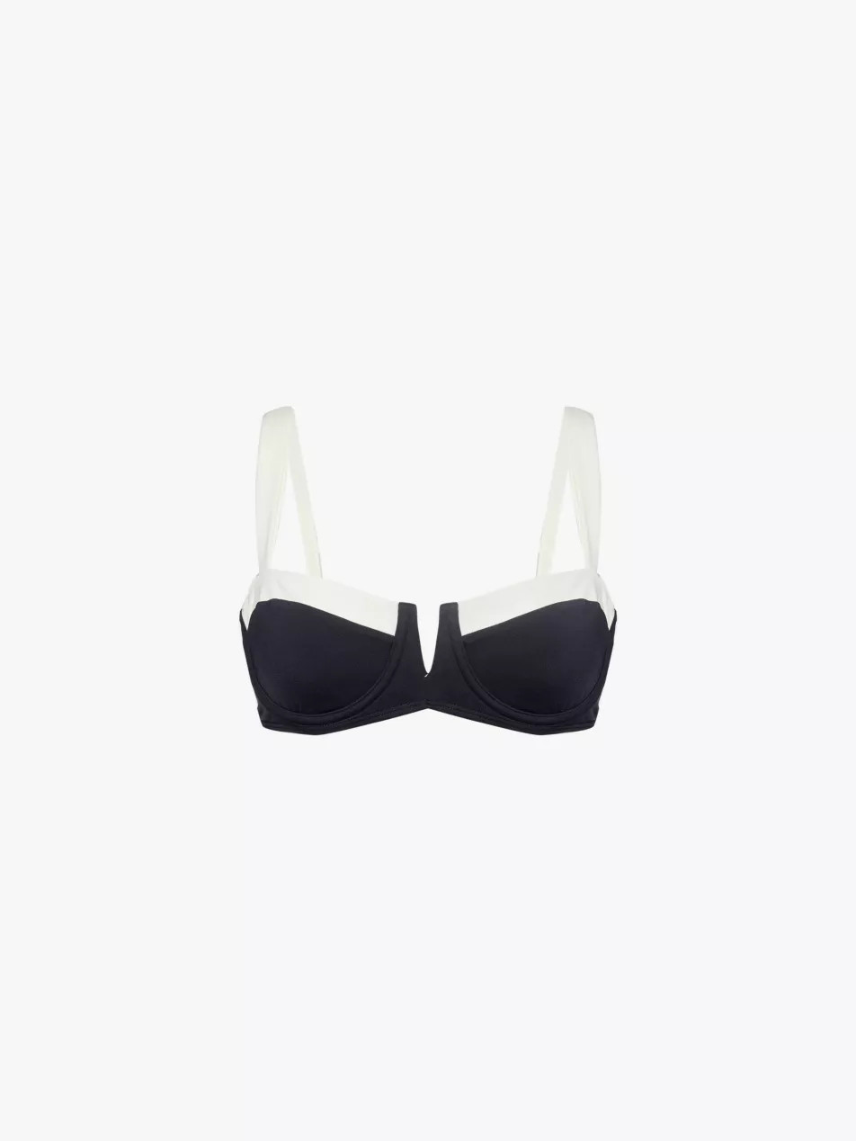 Clovelly Plunge-Neck Stretch-Woven Bikini Top | Selfridges
