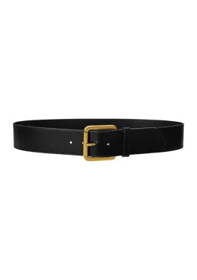 Lauren Ralph Lauren Women's Vachetta Leather Wide Belt, Black, Large | Belk