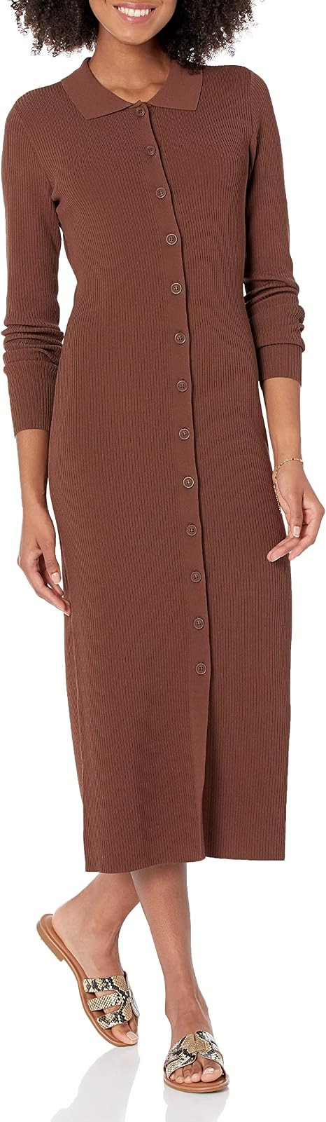 The Drop Women's Jaxon Rib Button Down Sweater Dress | Amazon (US)