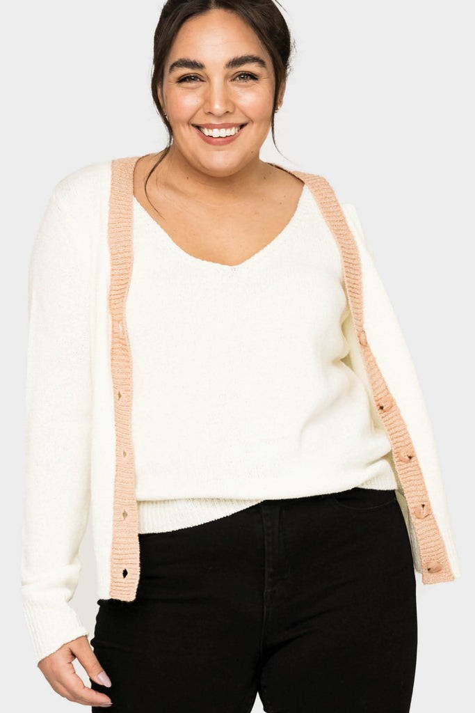 GIGI Button Front Colorblock Cardigan | Gibson