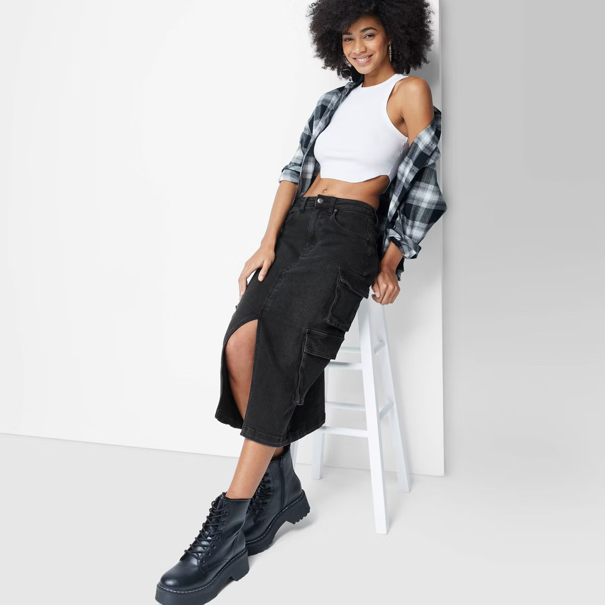 Women's Denim Cargo Midi Skirt - Wild Fable™ | Target