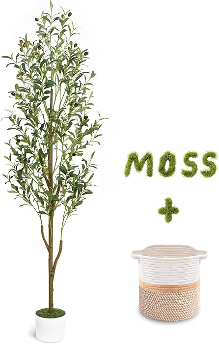 Artificial Olive Tree, 6FT Tall Faux Olive Trees with Planter & Basket, Artificial Plants Indoor ... | Amazon (US)
