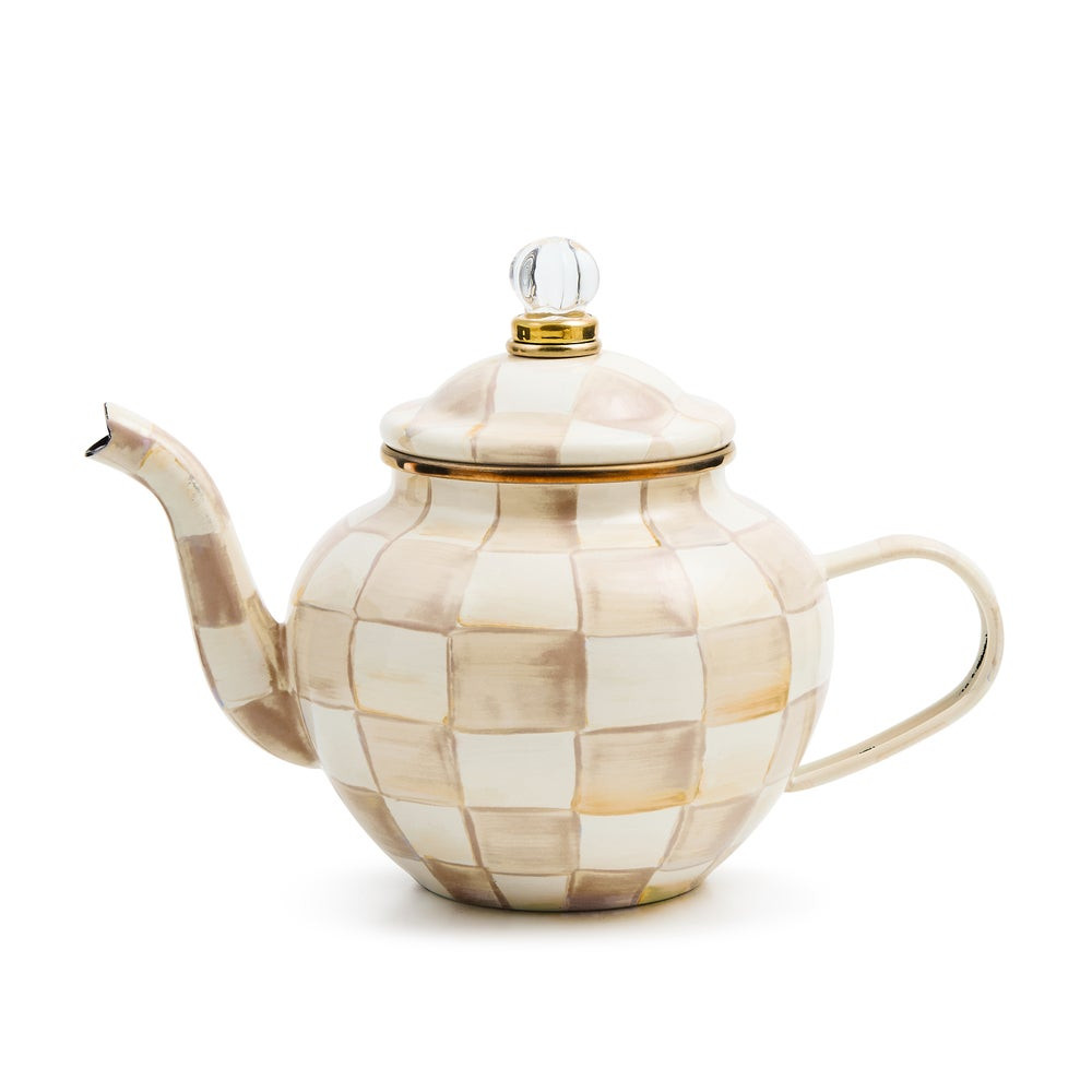 Mocha Check 4 Cup Teapot | MacKenzie-Childs