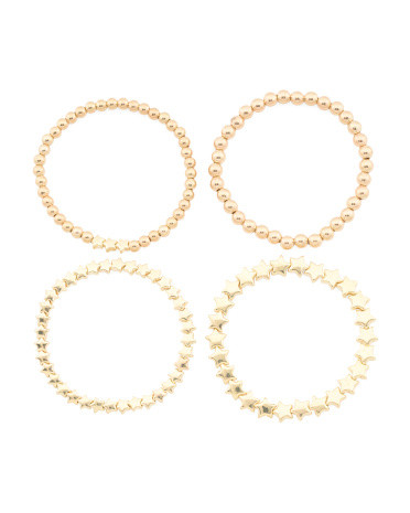 Gold Stars And Beads Bracelet Set | TJ Maxx
