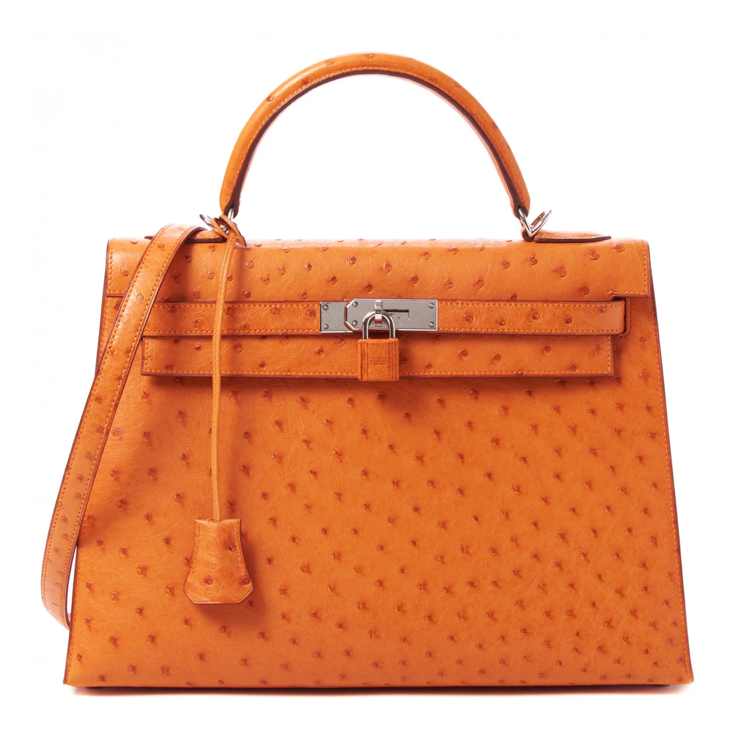 HERMES Ostrich Kelly Sellier 32 Orange | FASHIONPHILE | Fashionphile