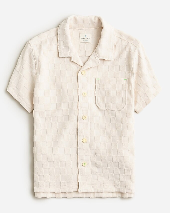 Kids' camp-collar shirt in terry jacquard | J. Crew US