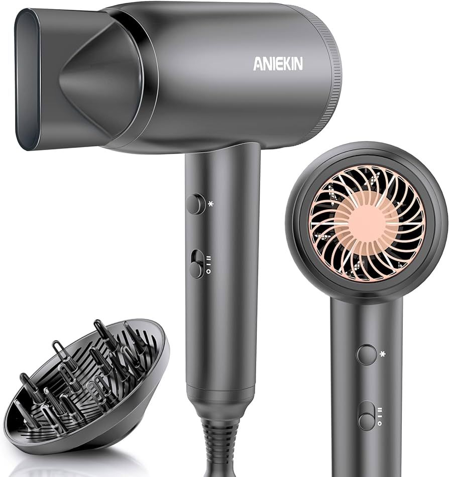 Ionic Gray Hair Dryer, Professional with Diffuser               
Material: Plastic 

Wattage: 160... | Amazon (US)