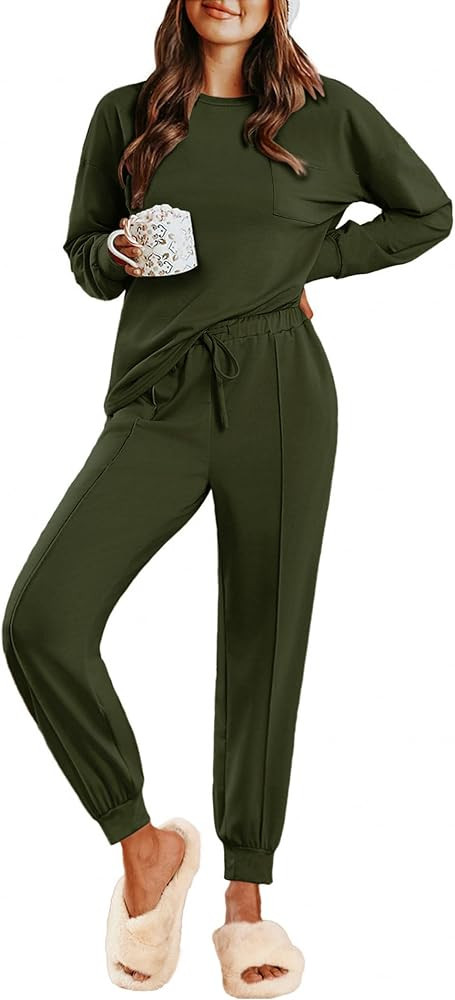 Ekouaer Lounge Sets for Women 2 Piece Jogger Pajama Long Sleeve Pants Loungewear Sweatsuits Casua... | Amazon (US)