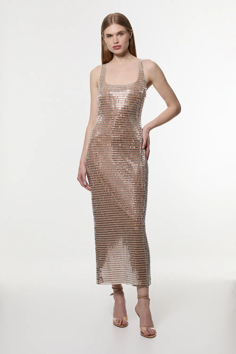 Petite Premium Crystal Embellished Jersey Midi Dress | Karen Millen UK + IE + DE + NL