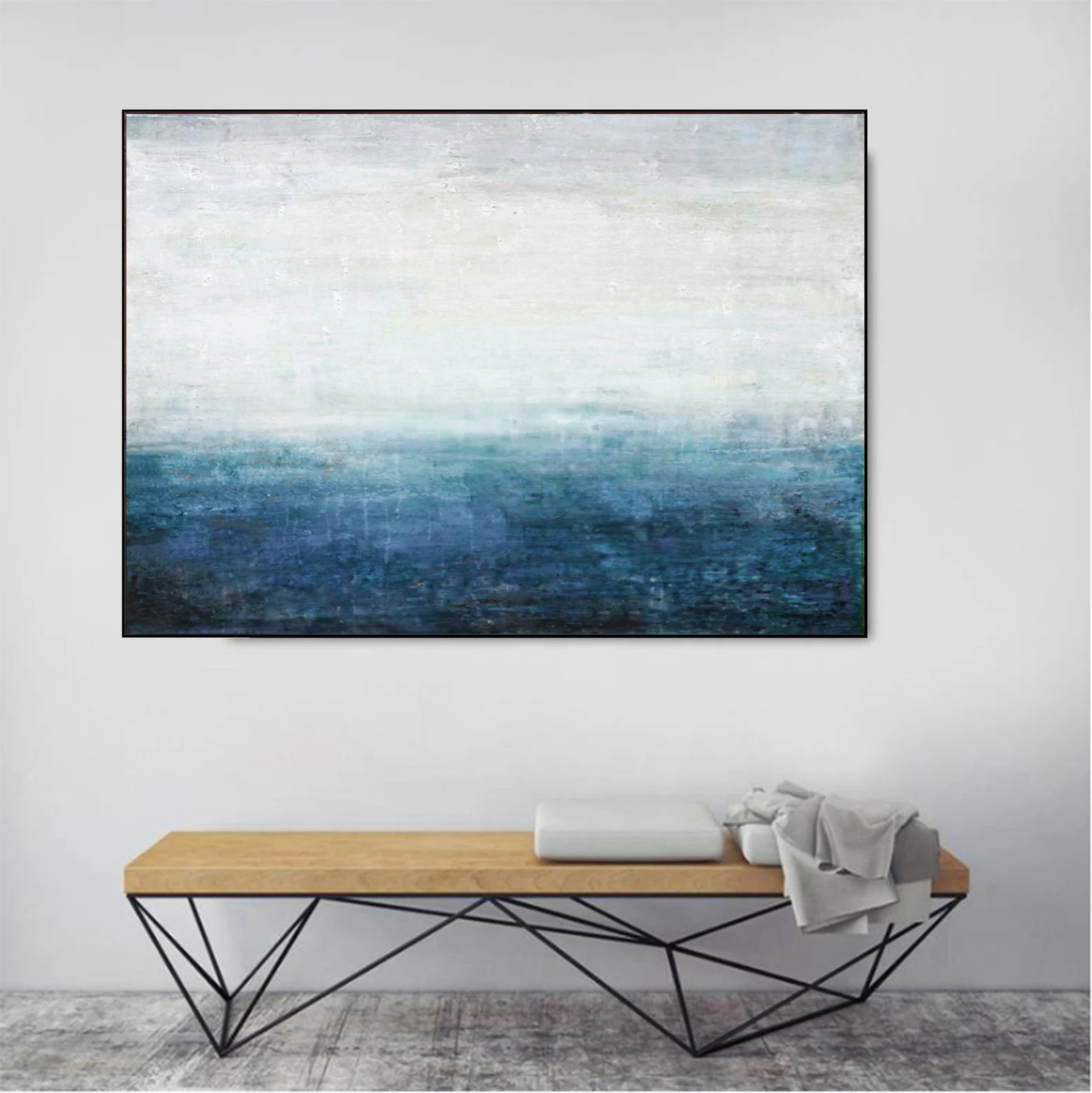 Blue White Grey Abstract Painting Extra Large Painting on - Etsy | Etsy (US)