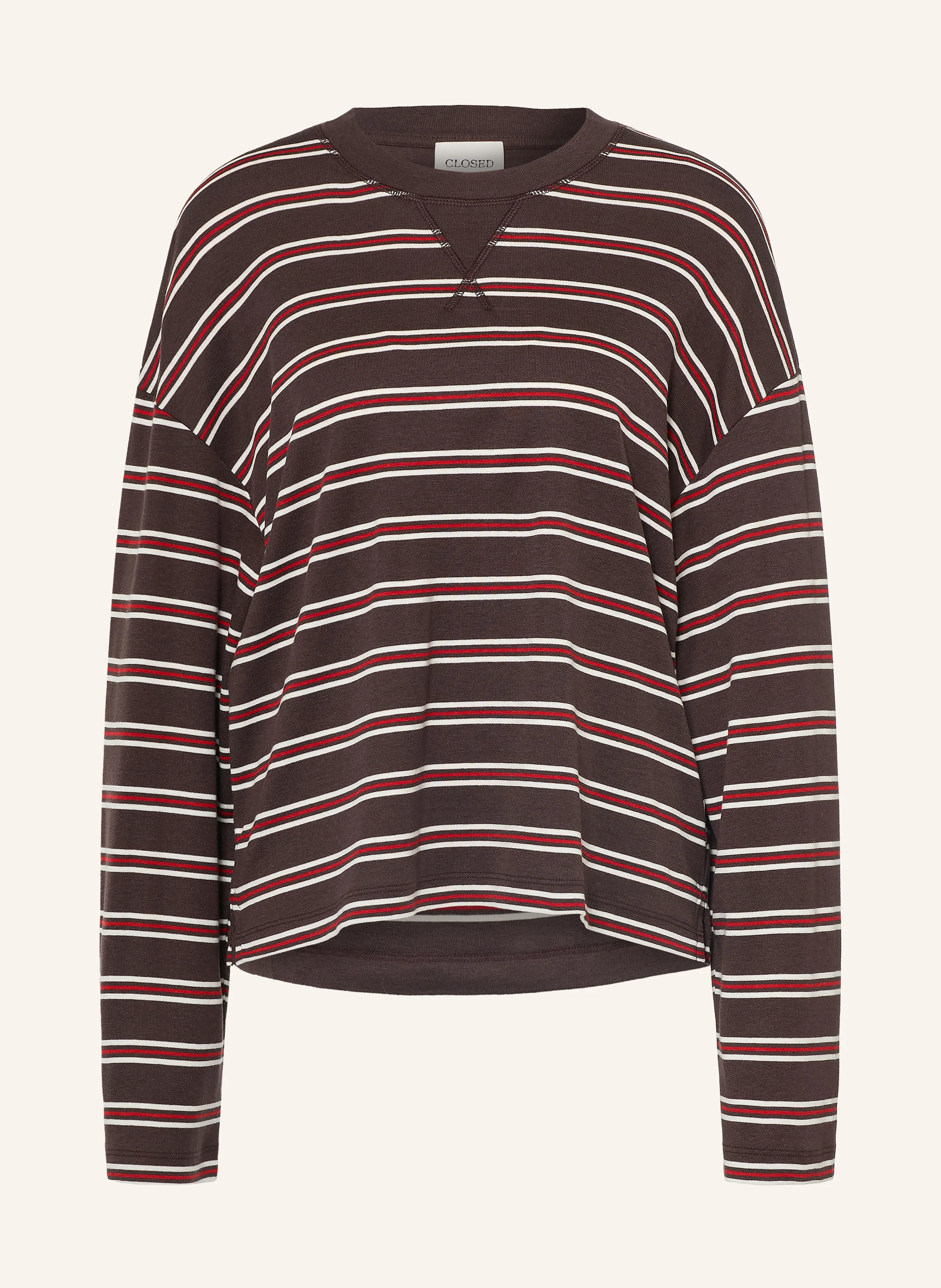 CLOSED Longsleeve in dunkelbraun / ecru / rot | Breuninger (DACH)