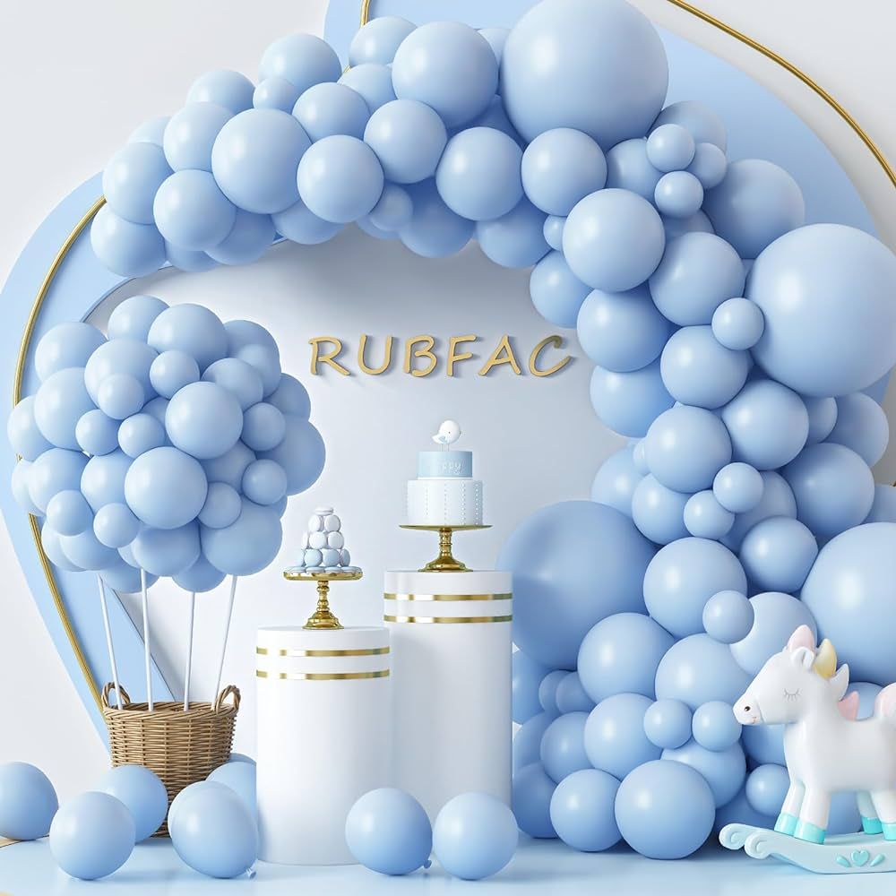 RUBFAC 129pcs Pastel Blue Balloons Different Sizes 18 12 10 5 Inch for Garland Arch, Light Blue B... | Amazon (US)