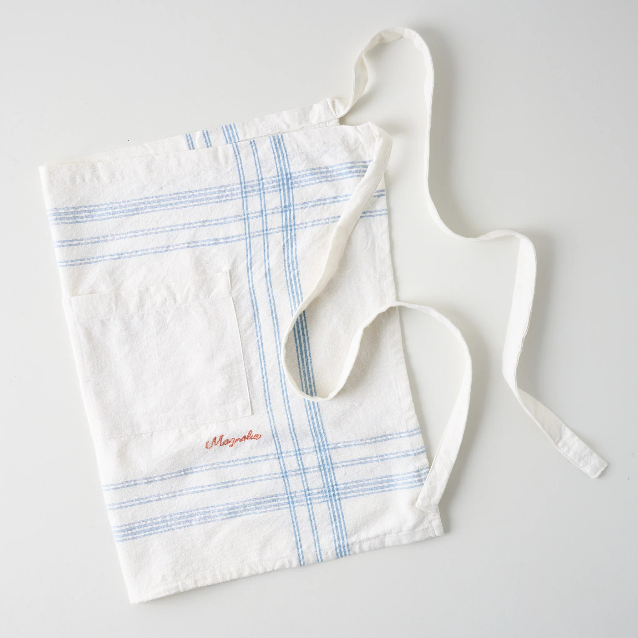 Magnolia French Blue Stripe Half Apron | Magnolia
