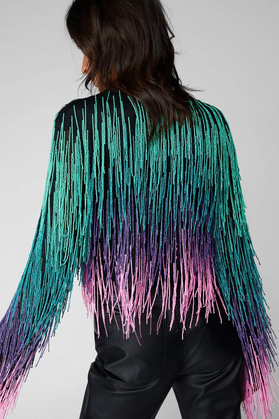 Rainbow Ombre Tassel Beaded Jacket | Nasty Gal US