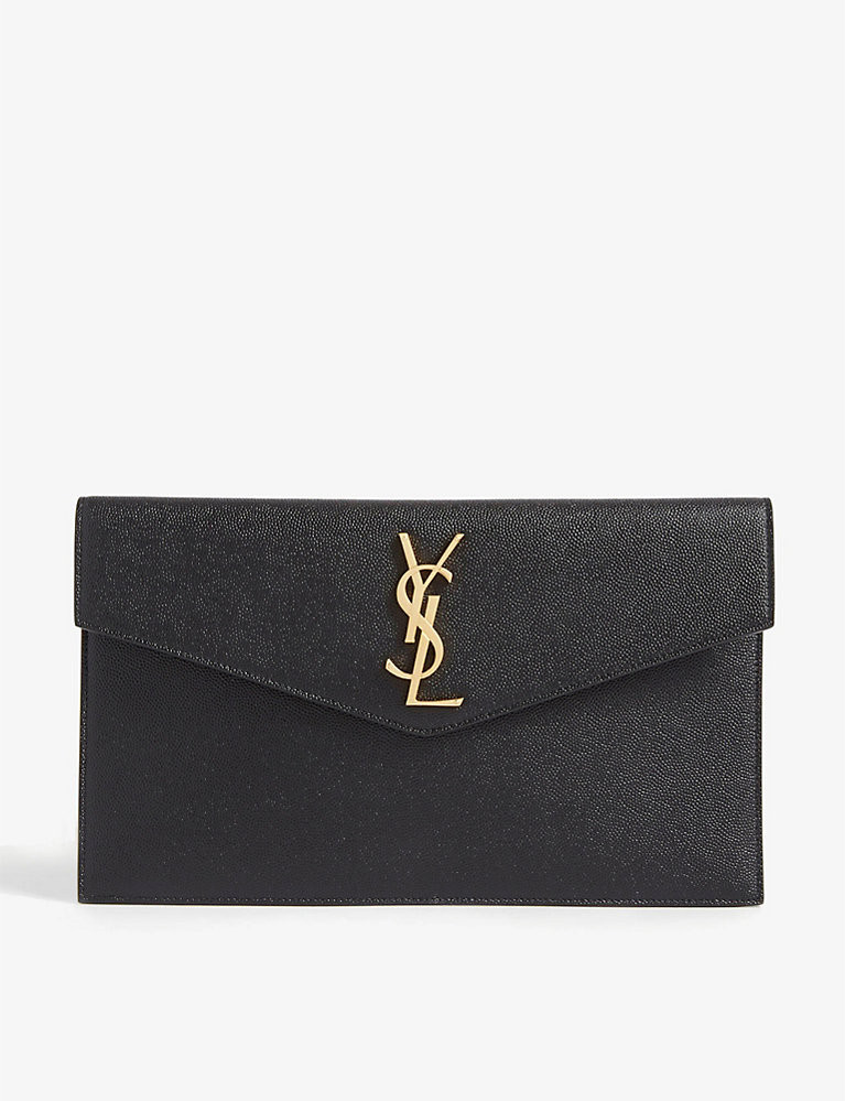 SAINT LAURENT Uptown leather envelope pouch | Selfridges