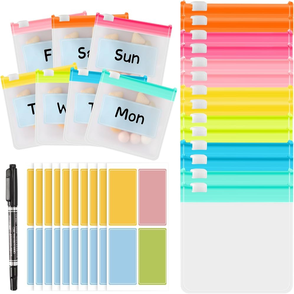 MARFOREVER 25 PCS Pill Pouch Bags Reusable Medicine Organizer Travel Pill Container Storage Pill ... | Amazon (US)