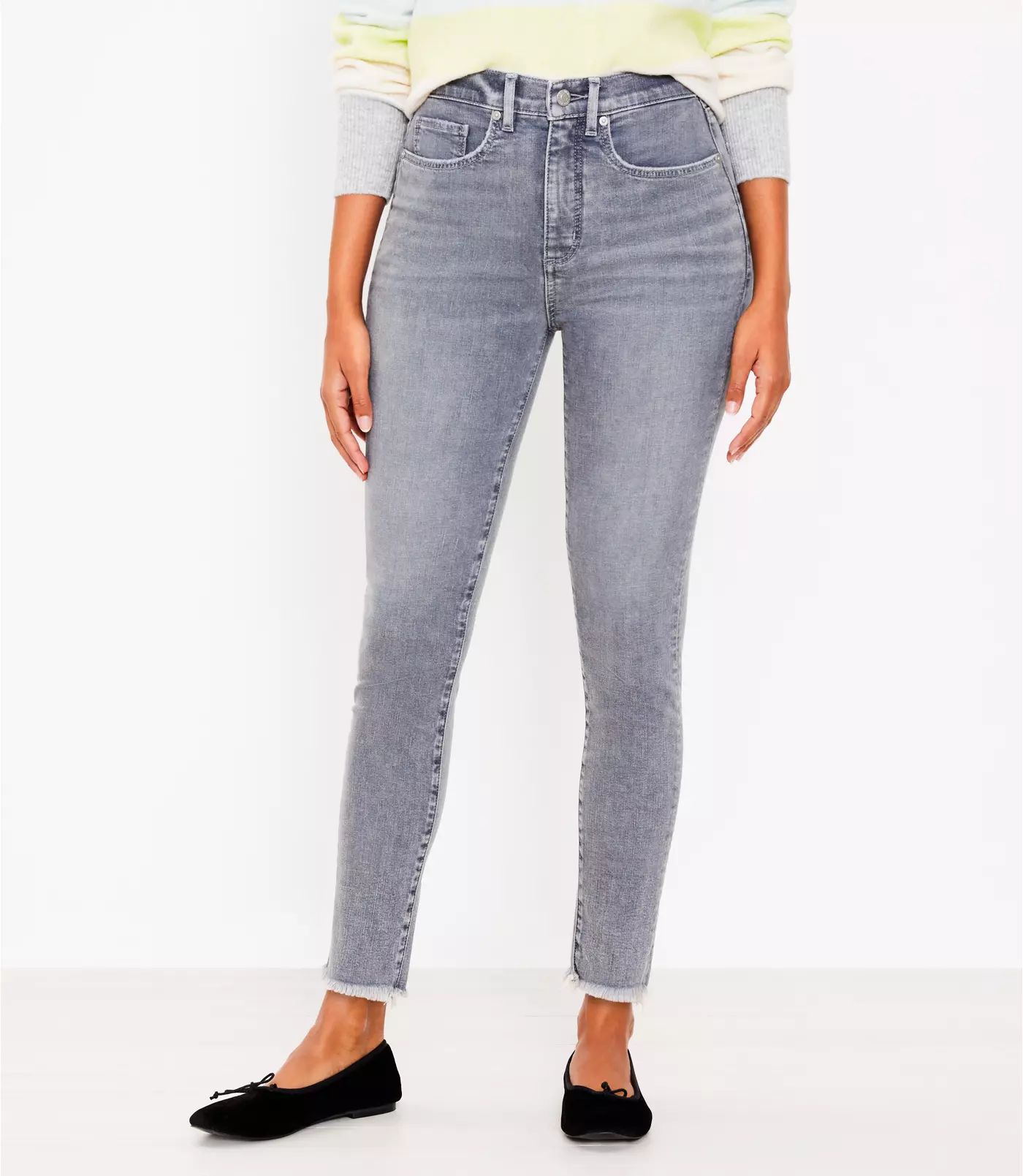 Curvy High Rise Skinny Jeans in Light Grey Wash | LOFT | LOFT
