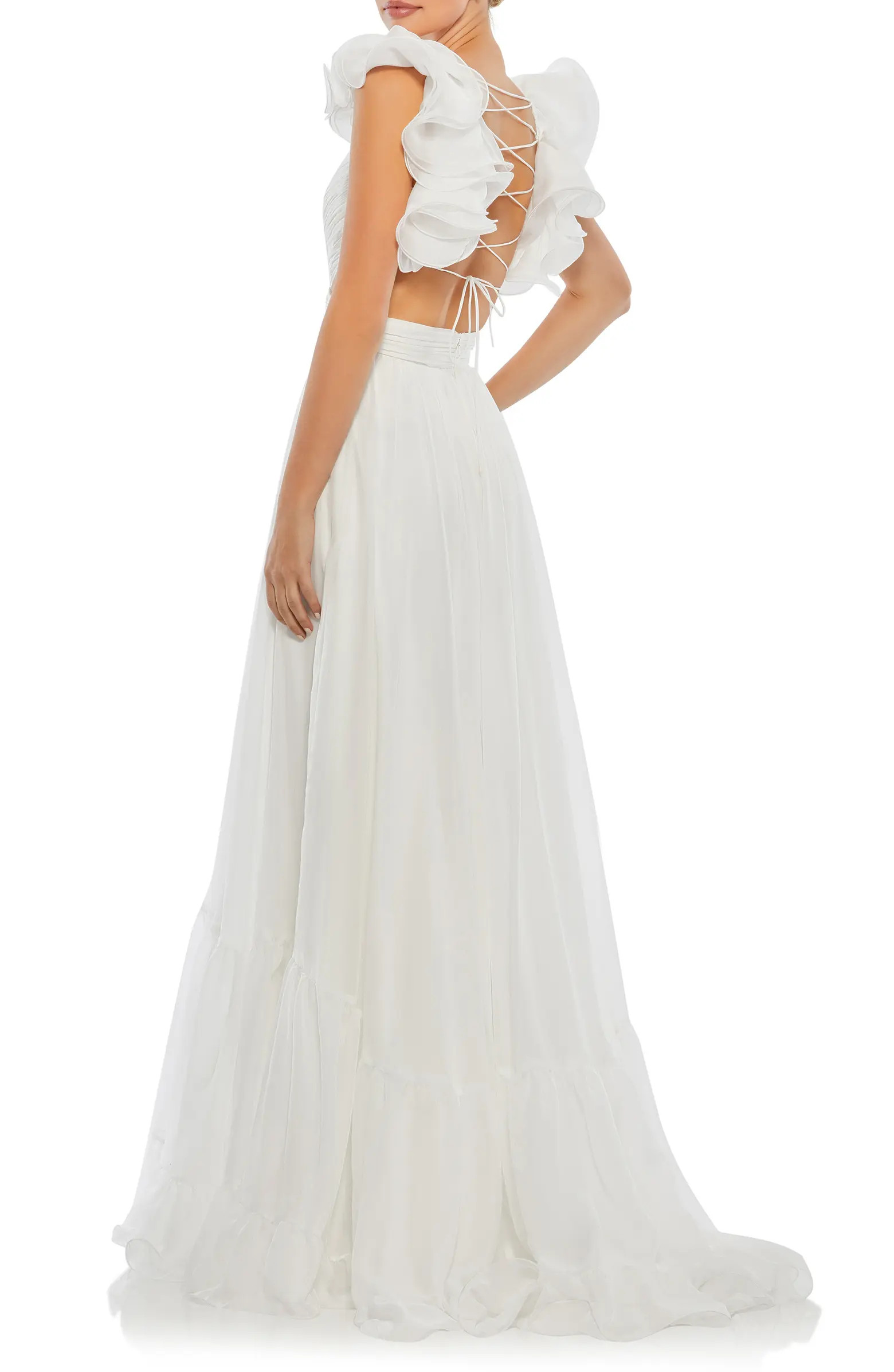 Rosette Chiffon Cutout Empire Waist Gown | Nordstrom