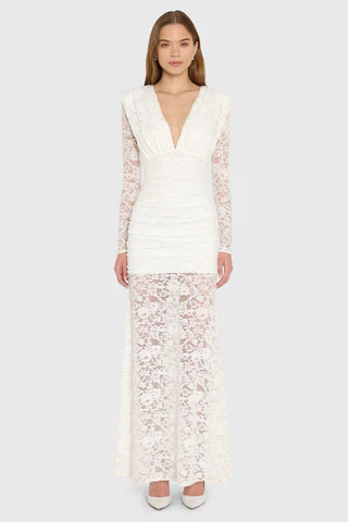Amanda Uprichard Eva Lace Gown in White - Size L | Amanda Uprichard