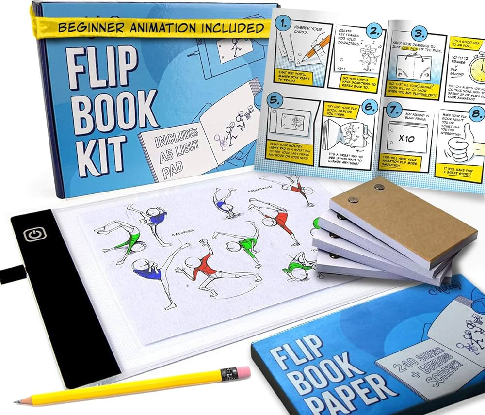 Flip Book Kit with LED Light Pad. Includes 240 Sheets Flip Book Paper with Screws for Drawing and... | Amazon (US)