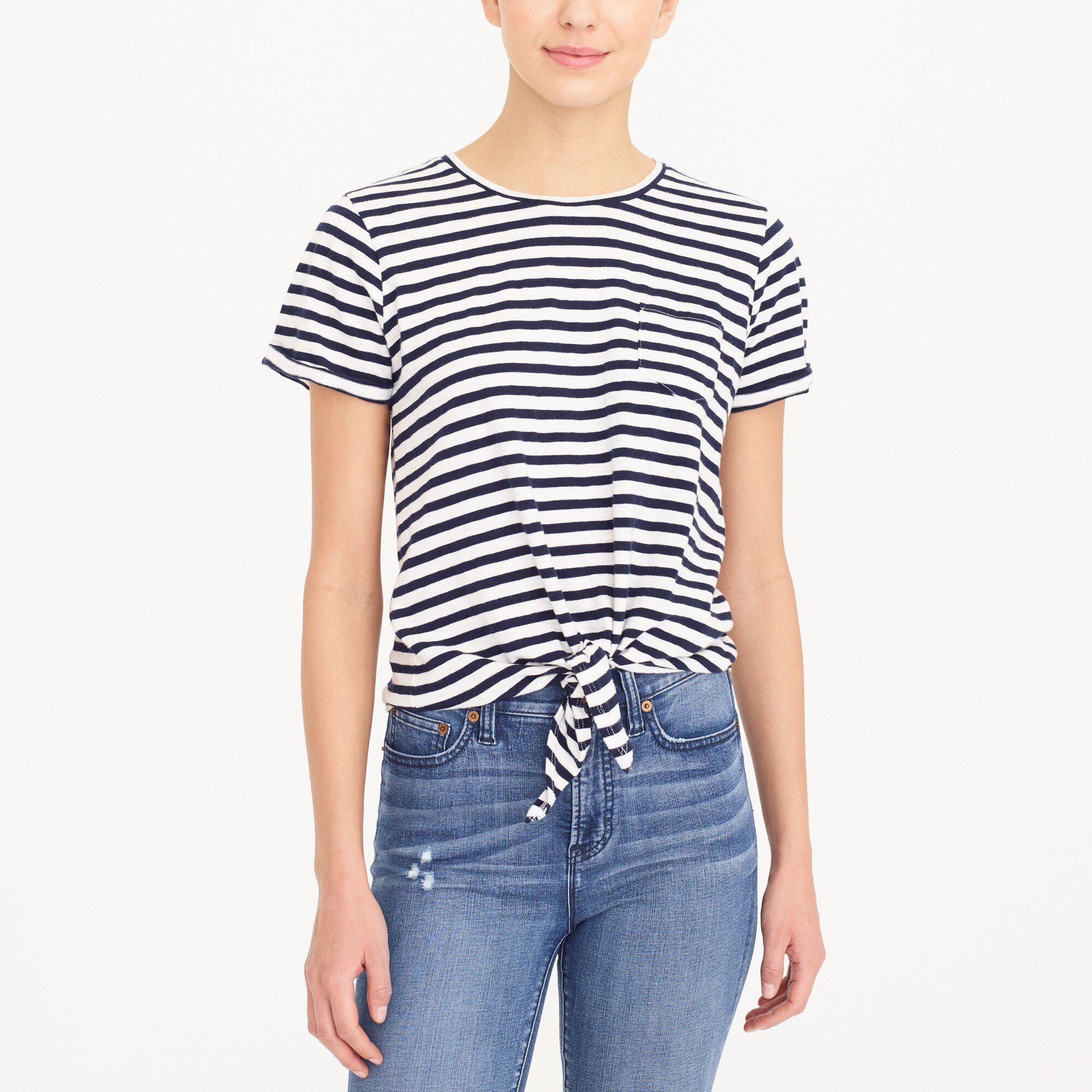 Striped tie-waist pocket T-shirt | J.Crew Factory