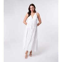 Women's White V-Neck Maxi Dress Blue Vanilla New Look | New Look (UK)