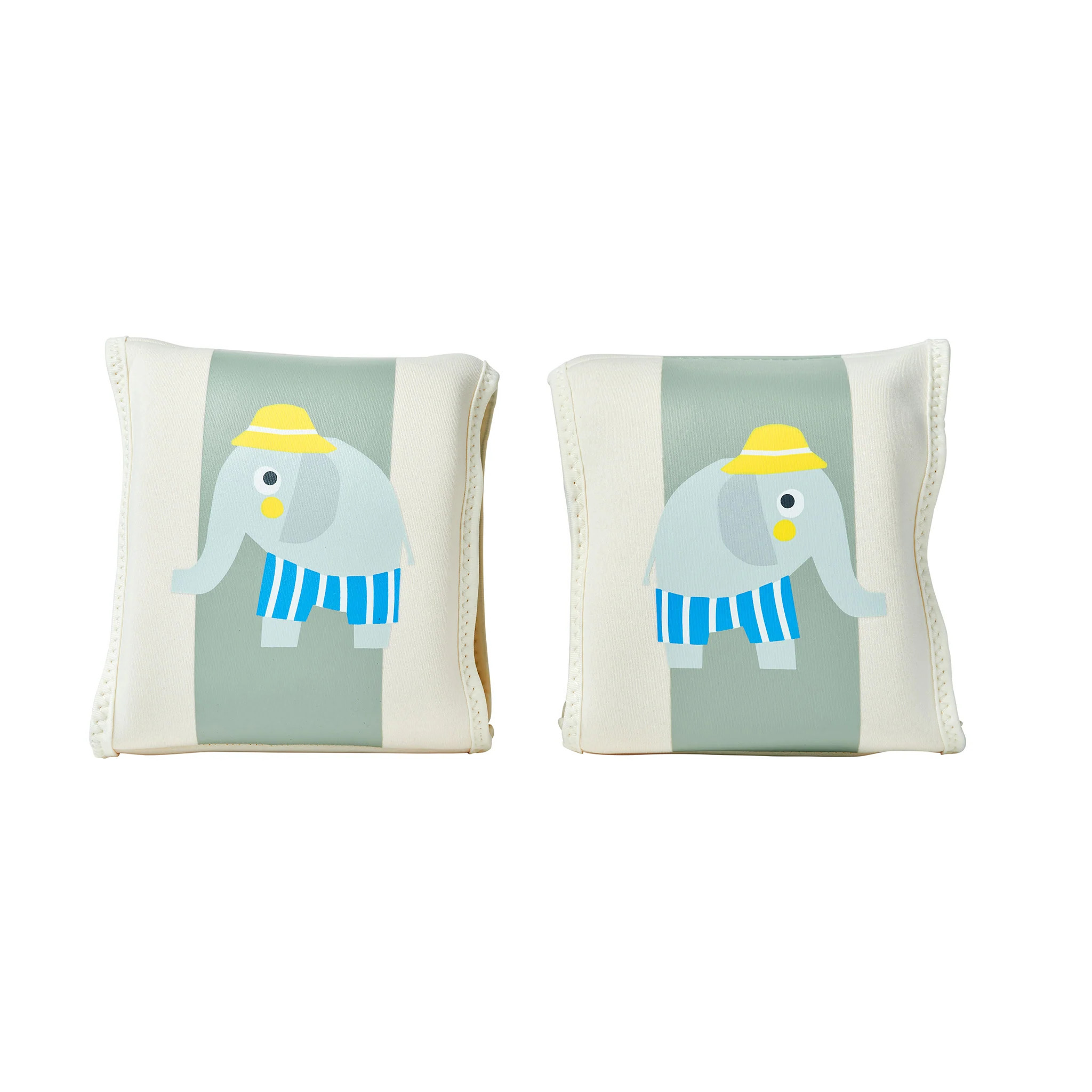 Kids Neoprene Arm Bands - Eli the Elephant Green Stripe | SUNNYLIFE US