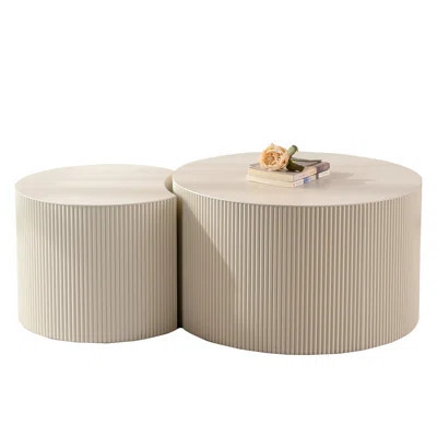 Beige&Cream Coffee Table With Handmade Relief Motifs - Modern Living Room Style Handcrafted Edge Home Decor | Wayfair North America