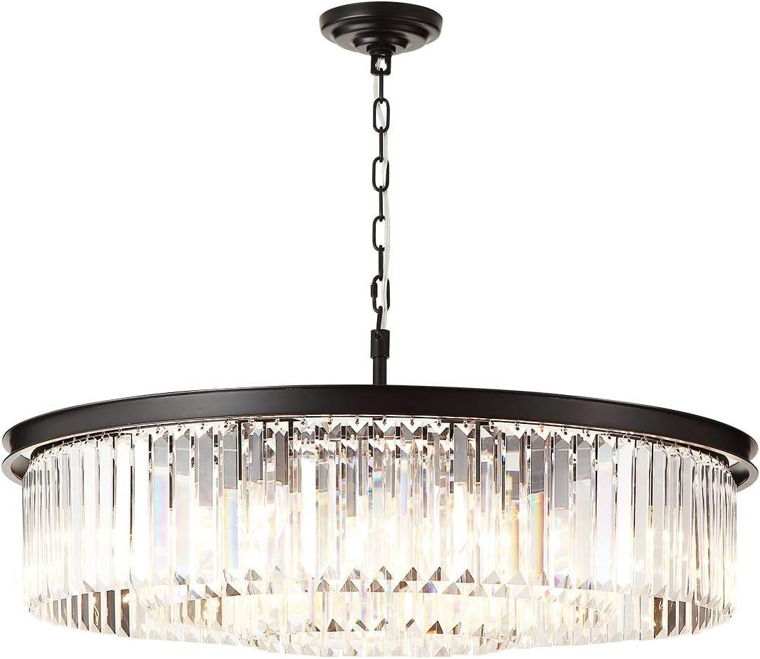 Black Large Crystal Chandelier Modern Luxury Chandelier Ceiling Lights Fixture for Dining Living ... | Amazon (US)